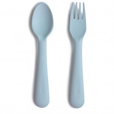 Mushie Fork and Spoon Set tacâmuri Powder Blue 2 buc