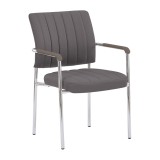 Cumpara ieftin Scaun birou gri-brun taupe piele ecologica crom Florin 63x56x83 cm