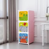 Cumpara ieftin Dulap modular, pentru camera copiilor, din polipropilena, cu 3 compartimente, schelet metalic, multicolor
