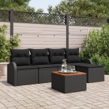 vidaXL Set de Sofa pentru Grădină 6 pcs Negru Mare