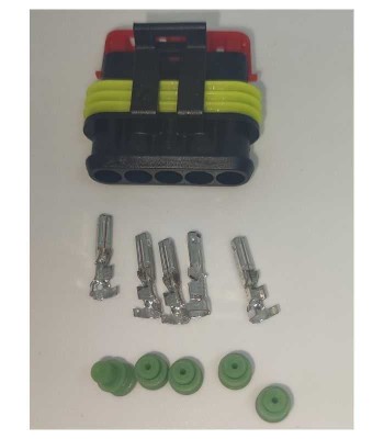 Set conector cablu Superseal 1.5 mama mufa 5 pin 5 pini inclusi + 5 garnituri incluse IP67 TE Connectivity 282089-1-SET-F foto