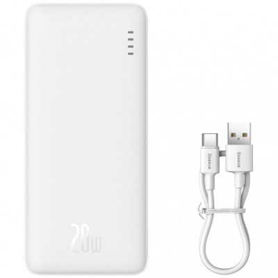 Baterie Externa Baseus Airpow, 10000mAh, 20W, QC + PD, 1 x USB-A - 1 x USB-C, Alba foto