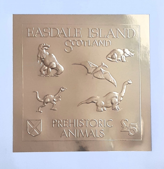 Easdale island animale preistorice dinozauri Bloc nestampilat