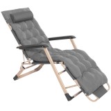 Sezlong pliabil cu perna si suport picioare reglabil, 176x66x92 cm, gri Household NewTrend