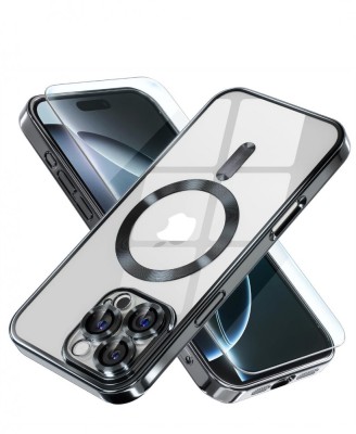 Huse silicon cu incarcare wireless compatibila cu Iphone 16 Pro Max Negru foto