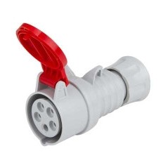 Priza industriala trifazata, pe cablu, GEWISS , 400v, 5P , 32A , IP44 , Alb/Rosu