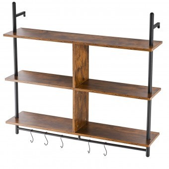 Raft metalic cu 3 x polite incluse din lemn, Vivatechnix Industrial, 1050 x 240 x 965 mm