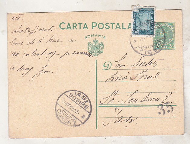 bnk cp Carte postala circulata 1932 - marca fixa