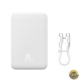 Baterie Externa Wireless Baseus Magnetic Mini 20000mAh 20W PD + FQI 1 x QI - 1 x USB-C Alba PPCX150002