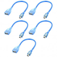 Set 5 cabluri OTG USB 2.0 tip A (mama) - mini USB 2.0 (tata), pentru preluare de date case de marcat, cu o lungime de 30 cm - PhutureÂ® â€‹â€‹â€‹â€‹â€