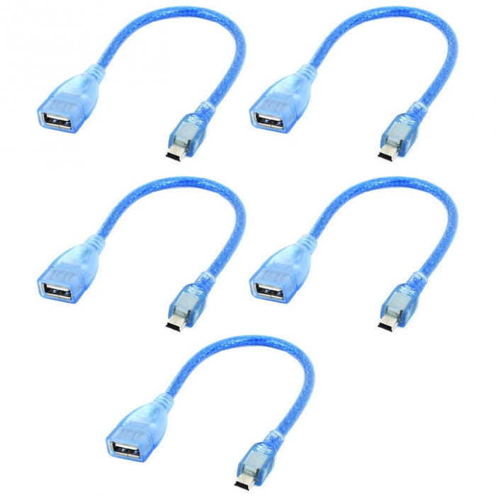 Set 5 cabluri OTG USB 2.0 tip A (mama) - mini USB 2.0 (tata), pentru preluare de date case de marcat, cu o lungime de 30 cm - Phuture&Acirc;&reg; &acirc;&euro;&lsaquo;&acirc;&euro;&lsaquo;&acirc;&euro;&lsaquo;&acirc;&euro;&lsaquo;&acirc;&euro;
