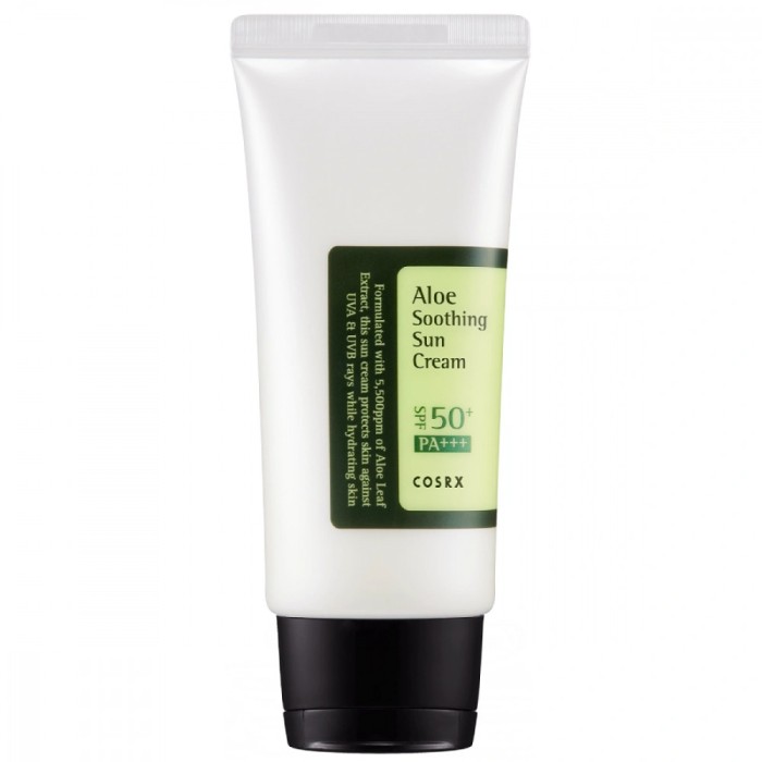 COSRX Aloe Soothing Sun Cream SPF50+/PA+++, Cremă de protecție solară hidratantă cu Aloe Vera, 50ml
