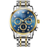 Cumpara ieftin Ceas Barbatesc Olevs Quartz Cronograf Business, Afisaj Data, Carcasa 42mm, Bratara Otel, Argintiu/Albastru