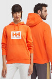 Helly Hansen hanorac de bumbac culoarea portocaliu, cu glugă, cu imprimeu 53289