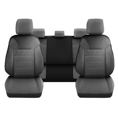 Set Huse Scaune Auto DeluxeBoss Classico, pentru bancheta rabatabila fractionata, 11 piese, negru - alb Automobile ProTravel foto