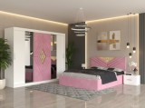 Dormitor Alessa Roz Dressing 250 Si Pat cu 2 Noptiere Livrare &icirc;n toată țara