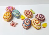 Oua Paste Lemn Handmade cu Margele Florale, Decoratiuni Pascale Unicat, Oua Rosii Vesele, Cadou Paste