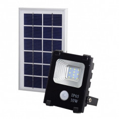 Proiector LED 10W Alb Rece cu Panou Solar si Senzor de Miscare WT foto