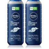NIVEA MEN Protect &amp; Care gel de dus pentru față, corp și păr ambalaj economic 2 x 500 ml