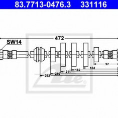 Conducta / cablu frana AUDI A5 (8T3) (2007 - 2016) ATE 83.7713-0476.3