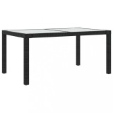 Cumpara ieftin Masa gradina, negru, 150x90x75 cm sticla securizata &amp; poliratan