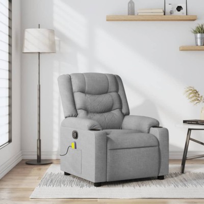 Gossi fotoliu de masaj rabatabil, gri deschis, textil foto