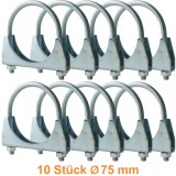 Cleme de evacuare 75mm clema U-bolt clema de teava universala 10 bucati Performance AutoTuning
