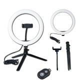 Lampa circulara pentru Selfie, Diametru 20 cm, Telecomanda, Suport Telefon, Negru, Oem