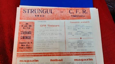 program Strungul Arad - CFR Timisoara foto