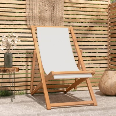 Gossi scaun de exterior, crem, 56 x 105 x 96 cm, lemn de tec foto