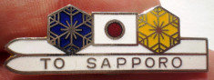 I.195 INSIGNA PIN OLIMPIADA SAPPORO JOCURILE OLIMPICE DE IARNA JAPONIA 1972 foto