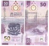 Bancnota Mexic 50 Pesos 2024 - P138 UNC ( polimer, comemorativa - vezi descriere )