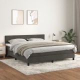 Cumpara ieftin Pat box spring cu saltea, gri &icirc;nchis, 180x200 cm, catifea