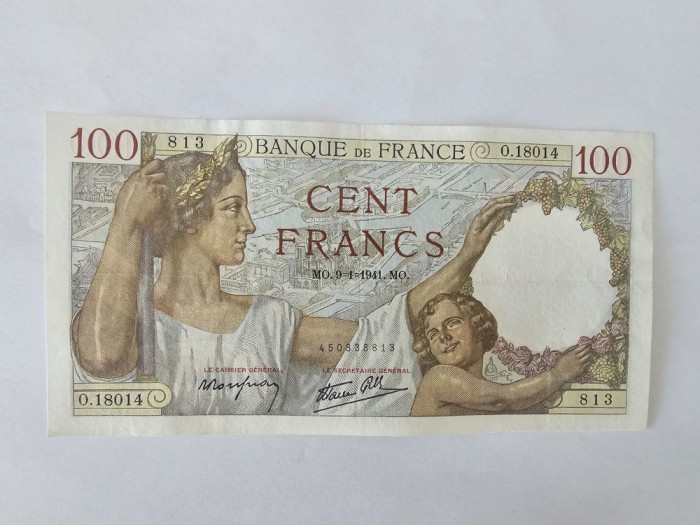 Franta 100 Francs 1941 Noua