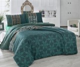 Cumpara ieftin Lenjerie Pat Bumbac Satinat Deluxe Valentini Bianco VKD10 Alisa, 4 Fete Perna, Casa Eleganta, Design Rafinat