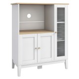 HOMCOM Mobilier dulap cuptor cu microunde pentru bucătărie cu 1 nișă, 3 uși, pasaje de cablu 80 x 35 x 97 cm alb și aspect de lemn | Aosom Romania