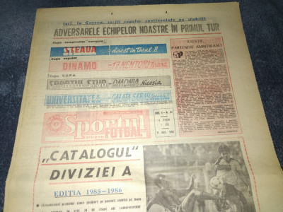 ZIARUL SPORTUL SUPLIMENT FOTBAL 11 IULIE 1986 foto