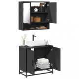VidaXL Set mobilier de baie, 2 piese, negru, lemn compozit