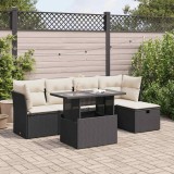 VidaXL Set mobilier de grădină cu perne, 6 piese, negru, poliratan