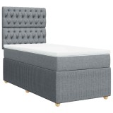 Cumpara ieftin Pat continental cu saltea, gri deschis, 80x200 cm, textil
