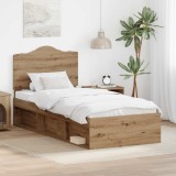 Cumpara ieftin Cadru de pat Stejar Artizanal 75 x 190 cm Lemn de pin masiv