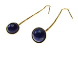 Cumpara ieftin Cercei lantisor argint placat cu aur cu lapis-lazuli natural 6 MM