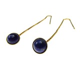 Cercei lantisor argint placat cu aur cu lapis-lazuli natural 6 MM