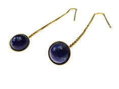 Cercei lantisor argint placat cu aur cu lapis-lazuli natural 6 MM foto