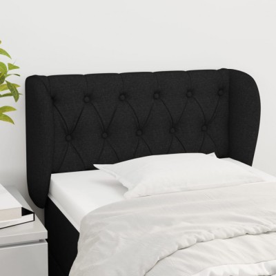 vidaXL Tăblie de pat cu aripioare negru 83x23x78/88 cm material textil 3117456 foto