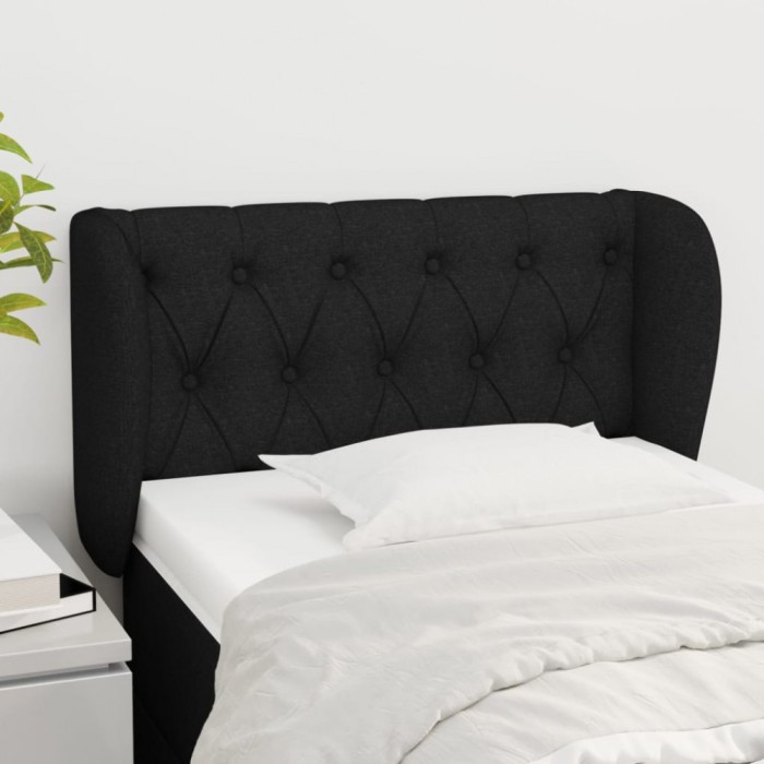 vidaXL Tăblie de pat cu aripioare negru 83x23x78/88 cm material textil 3117456