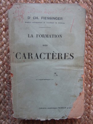 La Formation des Caract&amp;egrave;res - Ch. FIESSINGER foto
