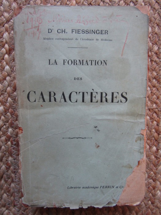 La Formation des Caract&egrave;res - Ch. FIESSINGER