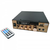 Amplificator bluetooth digital IdeallStore&reg;, tip statie, 2x80 W, intrari USB-SD, doua intrari microfon