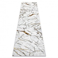 Covor, traversa ALLURE 1963 Marmură - Structural, elegant, glamour alb / aur , 60x200 cm